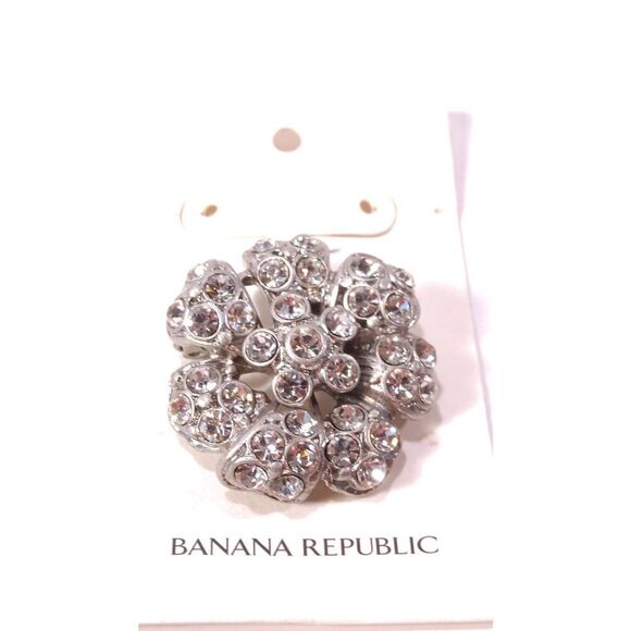 Banana Republic Women's Pave Crystal Flower Brooch Pin NWT 48 - Picture 1 of 7